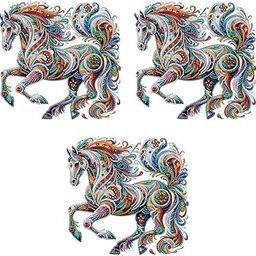 HASTHIP® 5D Diamond Painting Kit Three-Dimensional Aesthetic Dazzling Home Decor DIY Art with Accessories Tools 12X12 Inches Horse 3PCS-image-33