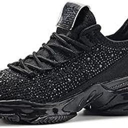 Women's Rhinestone Mesh Slip On Walking Shoes Fashion Breathable Spakle Glitter Sneaker-picture-19