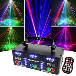 21 Eyes DJ Party Strobe Lights, RGB UV Disco Party Light Indoor Stage Lighting Effect LED Projector Support DMX 512 Sound Activated Ravelight with Remote Control for Home Parties Karaoke-4