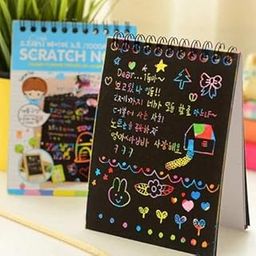 Rainbow Scratch Art Notepad, 14 cm x 20 cm, Black Surface with Colourful Reveal-17