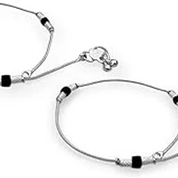 jewelopia Traditional Metal Single Line Anklets Payal for Women and Girls-picture-1