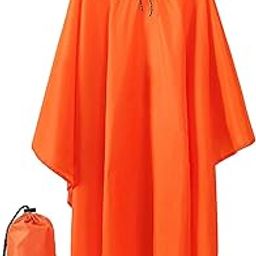 Hooded Rain Poncho Portable Rainwear Jacket for Backpacking Orange-image-39