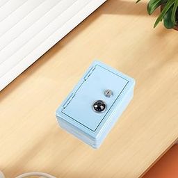 UJEAVETTE Iron Piggy Bank Coin Bank with Lock Storage Case Home Decor Money Saving Box Blue-92