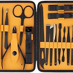 12-in-1 Manicure Set Nail Clippers, Stainless Steel Grooming Kit with Scissors, Blackhead & Acne Tool, Pedicure Kit in Leather Travel Case – for Men & Women-17