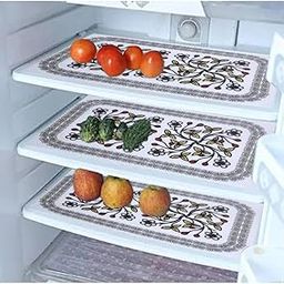 Grisha Home Multipurpose Refrigerator Sheet | Drawer Mat| Red Rose Natural Flower Design & Water Proof PVC Material | Size-45 X 30 Cm (Black, Pack of 3)-image-47
