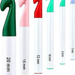 Jasol Crochet Hook 6 Sizes Crochet Hooks Set 7mm-20mm for Large Size Yarn Crochet Needle Set of 1 (Multi)-image-21