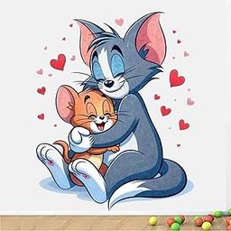 Krishna Sticker Tom and Jerry Wall Sticker, Love Wall Sticker Tom & Jerry Cartoon Wall Stickers for Kids Room,Hall,Bedroom, Stickers for Walls of Home, Multicolor,47 cm x 60 cm, Pack of 1-image-53