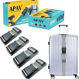 APAV Luggage Straps Belt Heavy Duty Adjustable with Buckle Clips for Suitcase | Trolleys and All Kind of Luggages | for Traveling Business/Leisure Trip (Pack of 4 (Gray))-image-87