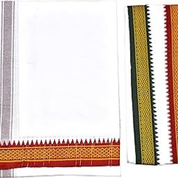 2.20 Meters Rich Cotton Thalapathy Dhoti + Towel(Angavasthram)-36