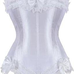 Corset Top Bustier Plus Size Overbust Zipper for Women Shaper Gothic Satin Lace up Red Bridal White-image-87