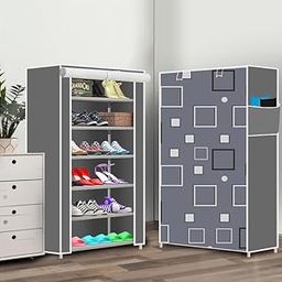 Ascension 6 Shelf Designer Foldable Collapsible Portable Wardrobe/Shoe Rack Storage Organizer Closet Almirah for Clothes, Kids Toys, Cupboard & Cloth Rack (Fabric, Metal)-image-128