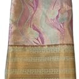Elegant Banarasi Silk Saree with Bird & Floral Zari Work – Golden Beige & Green Border-image-61
