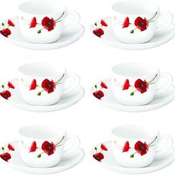 Larah by BOROSIL Red Carnatic Opalware Cup and Saucer Set of 12 pcs | Tea/Coffee Cups 140 ml | Microwave & Dishwasher Safe | Bone-Ash Free | Crockery Set Ideal for Daily Use & Gifting-28