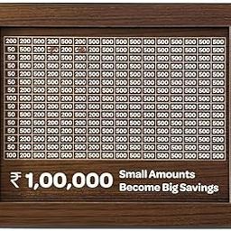 UNSORT Wooden Money Box with Savings Tracker | 100000 Rupees Goal Gullak | Piggy Bank for Kids & Adults | Cash Collection Bank with Savings Chart (1 PC)-18