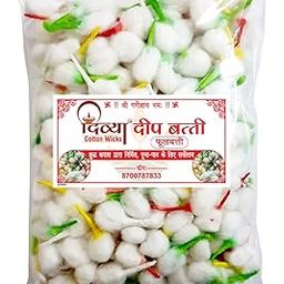 Divya Cotton Wicks™ || Pure Cotton Pooja Wicks || Round Cotton Batti || Flower/Phool Batti for Puja || Pack of 800 || Color : Mixed-image-100