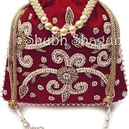 Woman's Silk Hand Work Handbag Potli Bag-2