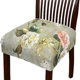 Trendize Polycotton Magical Universal Dining Chair Seat Cover Set Of 4 Seater Pcs Are Easily Washable Strechable And Comfortable For Dining Room Home Decor Slip Cover P.2 (Set Of 4, Green Floral)-image-9