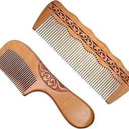 Wood Comb Pack of 2 | Handle & Regular Comb | Anti-Static, Scalp-Friendly & Natural Oil Distribution | Reduces Hair Fall & Frizz-image-3