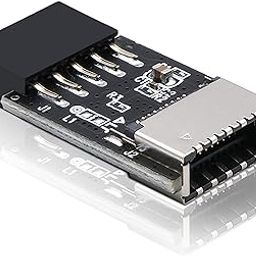 EZDIY-FAB USB 2.0 Internal Header (9-Pin) to USB 3.1/3.2 Type-C (20-Pin) A-Key Front Panel 180 Degrees Adapter, Extend USB Type E Ports to PCs Front Panel USB Ports-14
