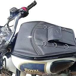 UNIWARE® Leather Scratch Proof Tank Cover/Tank Bag Compatible for RE Classic 350/500, RE Bullet,Electra and Standard Model Bikes - Mobile Pocket Tank Cover (Full Black)-image-60