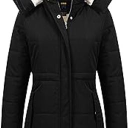 Women's Thicken Sherpa Winter Coat Puffy Warm Snow Jacket With Removable Hood-image-84