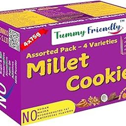 TummyFriendly Foods Millet Cookies for Kids Adults. Millet Healthy Biscuits, Ragi and Jaggery. Healthy Snacks for kids Babies 1 Year Old. Gift the Best Healthy Cookies - Assorted - 4x75 (300g)-image-93