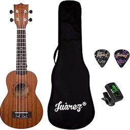 Juarez Etéreo 21" Soprano Ukulele, Sapele Top & Body, Aquila Italian Strings, Black Diecast Machine, Rosewood Fretboard & Bridge with Gig Bag, 2 Picks, Digital Tuner, Natural-image-33