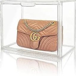 BLURISM Clear Handbag Storage Organizers for Closet, Plastic Acrylic Handbag Purse Shoes Toy Display Case, Anti Dust Luxury Stackable Bag Container Box with Magnetic Door for Pocketbook (Set of 1)-4