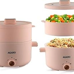 AGARO Primo Multi Function Pot 2L, Double Layered Body, Ceramic Coated Inner Pot, Variable Temperature Settings, Wide Mouth, Transparent Lid, Cooking, Boiling, Steaming, Egg, Vegetable-6