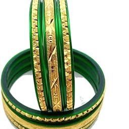 Traditional and Ethnic Plain Gold Daimond Designer Multi Color Bangle Set-image-61