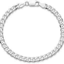 lecalla Solid 925 Sterling Silver Curb Chain Bracelet for Men | BIS Hallmarked 6mm, 7mm Diamond Cut Cuban Link Curb Chain Bracelet (7.5, 8, 8.5 & 9 Inches)-picture-8