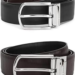Men Solid Reversible Formal Italian Leather with Brush Nickel Buckle Slim Belt-picture-17