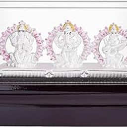 ISHNA 999 Pure Silver Lakshmi/Ganesha/Vinayaka/Saraswathi Beautiful Trimurthi Idol/Statue/Murti with Acrylic Base for Pooja/Gift Item for ospicious Occassions/Car Dashboard-image-35