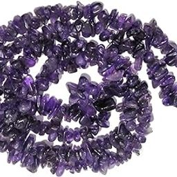 Amethyst Mala Necklace Natural Crystal Stone Chip Bead Mala for Reiki Healing & Crystal Healing Stone for Unisex Adult (Purple)-image-38