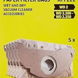 Kärcher 5-Pack Vacuum Cleaner Bags, Paper, Tear Resistant, Lightweight, Compatible with Kärcher Vacuum Cleaners-image-81