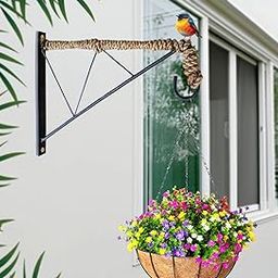 10 Inch Rope Bracket for Hanging Baskets and Bird Feeders & Wind Chimes, Decorative Straight Plant Hanger. Multiuse Hanger (Color: Black, Set of 1 Pc)-image-37