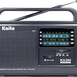 Kaito KA390 Portable AM/FM Shortwave NOAA Weather Radio with LED Flashlight, Color Black-19