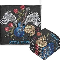 Baby Muslin Burp Cloths with Floral Embroidery Guitar Wings Soft and Absorbent for Newborn Boys Girls 12x12 Inch Pack of 5-image-54