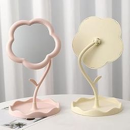 NAKSHT Luxurious Flower-Shaped 360° Rotatable Makeup Mirror Elegant High-Definition Vanity Mirror with Sturdy Base & Stylish Design-17