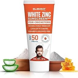Elemnt White Zinc Sunscreen 360 Formulated For Heavy Sun Exposure, Broad Spectrum Pa+++ Sunscreen Spf 50 For Sportsmen, Cricketers, Water For Unisex, Aloe Vera Scented, 25G For All Skin Types-image-52