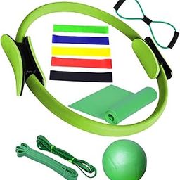 SAZ DEKOR 11Pcs Pilates Ring Circle and Pilates Ball Set Workout Equipment for Pilates Green-image-7
