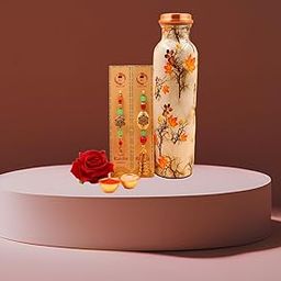 Piepot Lumba Rakhi for Brother And Bhabhi With Gift Premium Printed Copper Water Bottle 1 Liter Comes With Free Rolli Kumkum Combo Pack Gift Set for Bhai, Bhaiya, Bhabhi, Sister In Law-image-49