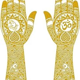 ORDERSHOCK Traditional Golden Mehndi with Lord Ganesha & Om Design for Ganesh Pooja, Time Saving & Easy to Use Golden Mehndi Sticker for Girls & Women-image-88