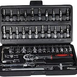 Vaxtore 46 In 1 Pc Hand Tool Kit Wrench Set Multi Purpose Combination Tool Case Precision Socket Set for All Bike, Car-image-16