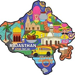 Skywalk India Souvenir Wooden MDF Rajasthan Fridge Magnet (Multicolour)-image-62