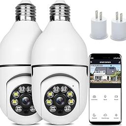 MAYUMI Light Bulb Camera 2 Pack,5g Dual Band Bulb Camera,WiFi 6 Light Bulb Camera Pack of 2, 2.4G/5G WiFi Light Bulb Camera, Home Secuirty Socket Camera,360 Degree Panoramic Camera 2pcs-picture-25