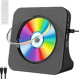 Multi-Functional DVD Player for TV with Bluetooth, HDMI and All Region Free Desktop DVD CD Player with Speakers Display Alarm Clock FM Radio USB Card Playback Include Remote Control, HDMI Cable-3