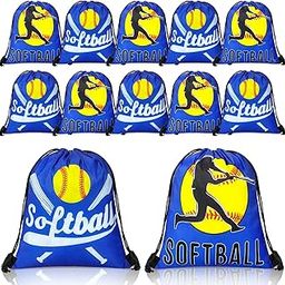 SilTriangle 12 Pcs Softball Drawstring Bags Goodie Favor Bags Softball Backpack Softball Gift Bags Softball Snack Bags for Sports Teams Softball Theme Birthday Party Supplies, Blue-image-86