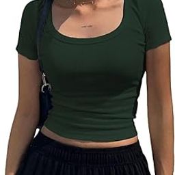 TQ Women's Crop Tops, Tank Tops, Tops, White, Black, Korean Style (Small, Black Classic)-image-29