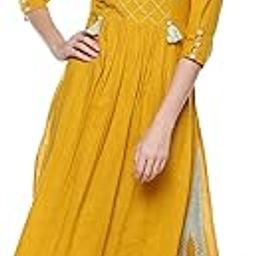 Ethnic Kurta Set for Women 3/4 Sleeve, Round Neck Cotton A-line Solid Kurta with Palazzo Pant Set-image-76
